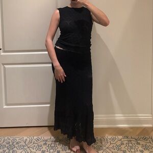 Sleeveless Black Lace Set